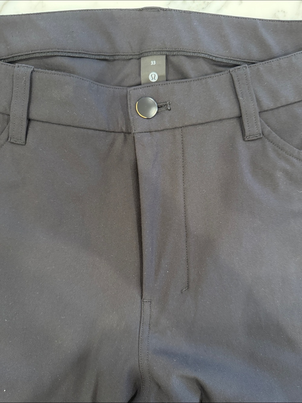 lululemon athletica Men's Black Flat-Front Performance Shorts